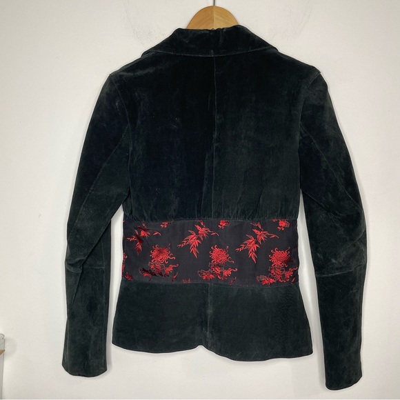 Vintage Wilsons Leather Maxima Women's Jacket Blazer Suede Floral Satin Waist S - Picture 11 of 15